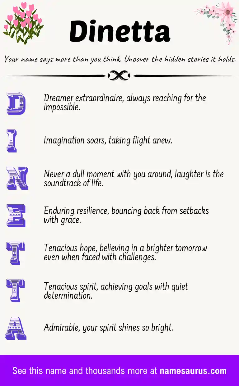 Acrostic poem about Dinetta.