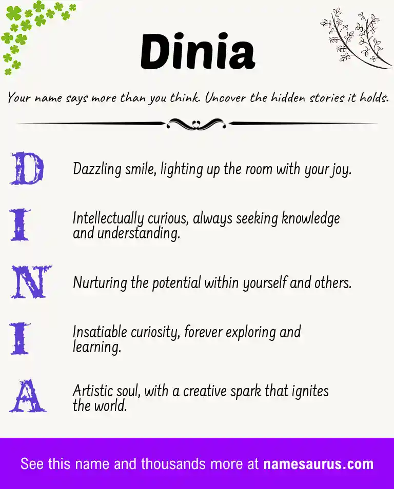 Acrostic poem about Dinia.