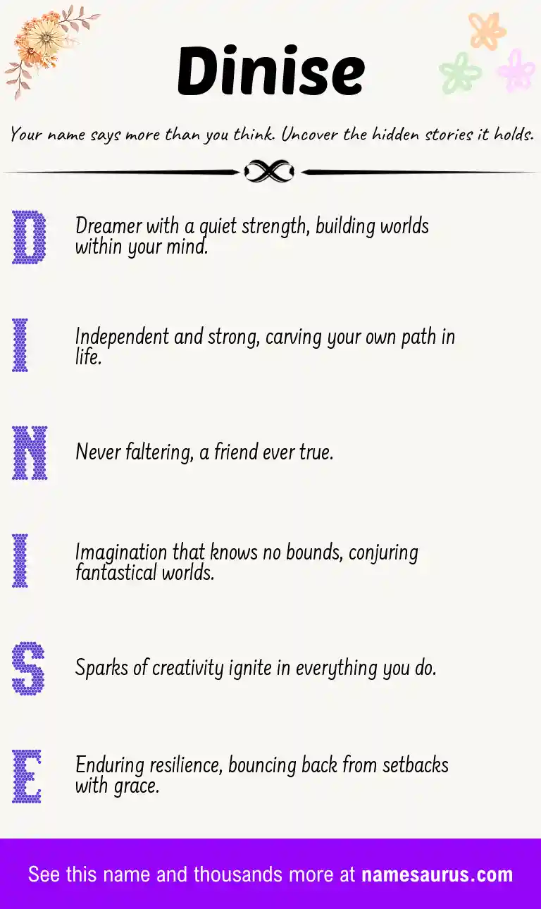 Acrostic poem about Dinise.