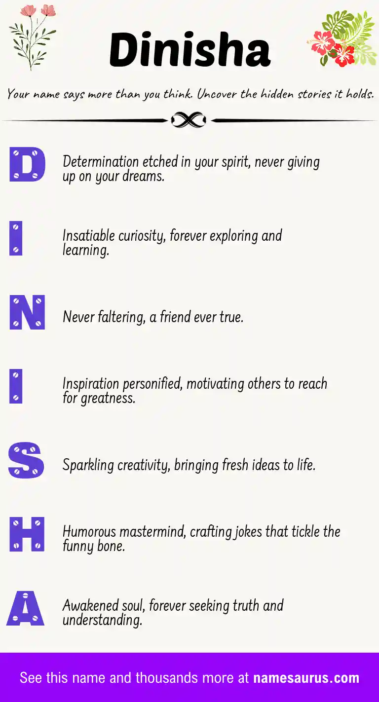 Acrostic poem about Dinisha.