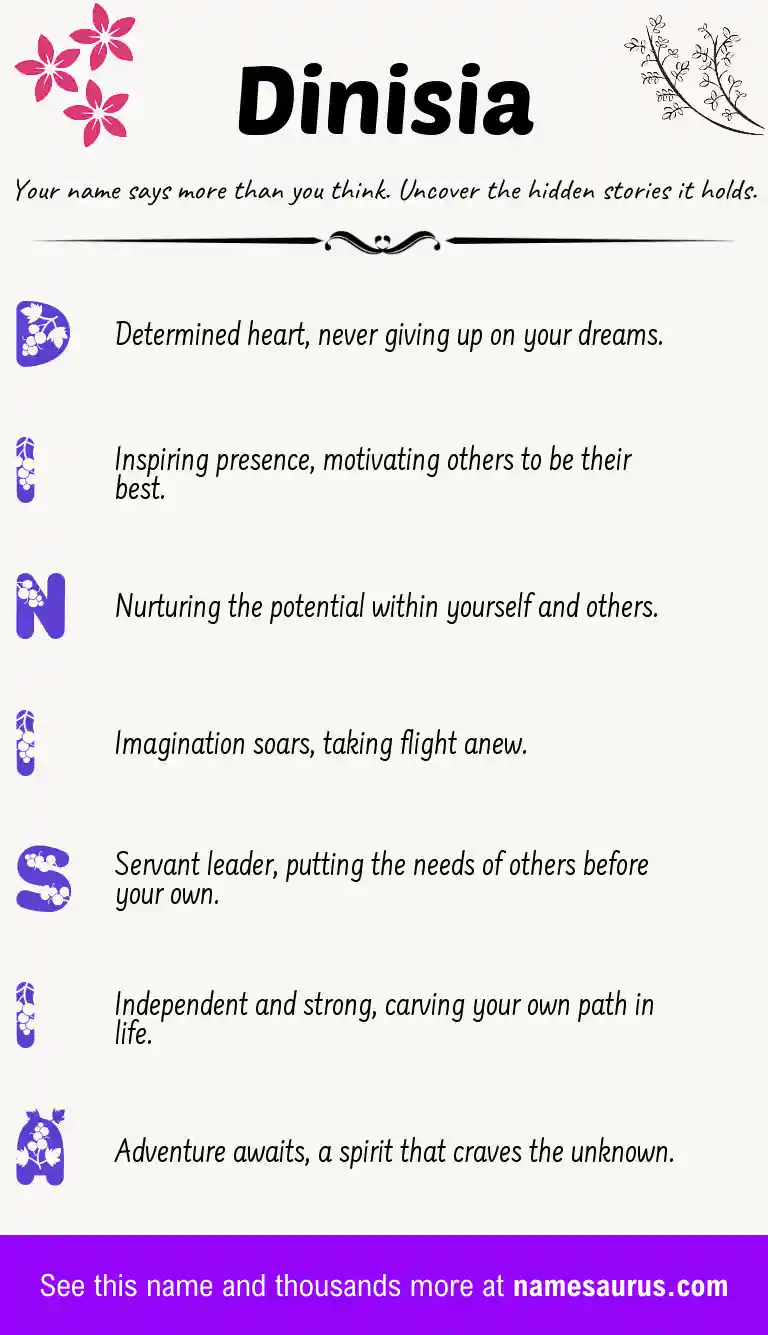Acrostic poem about Dinisia.
