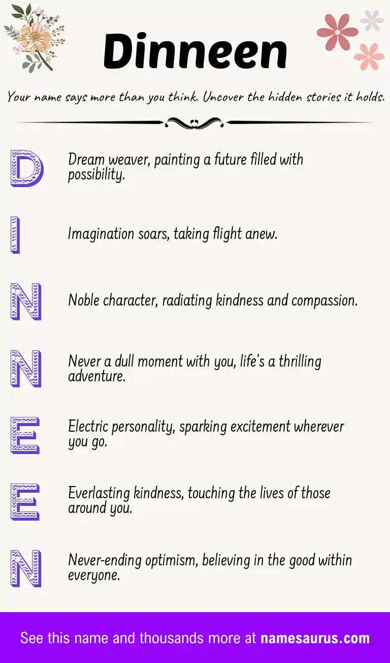 Acrostic poem about Dinneen.