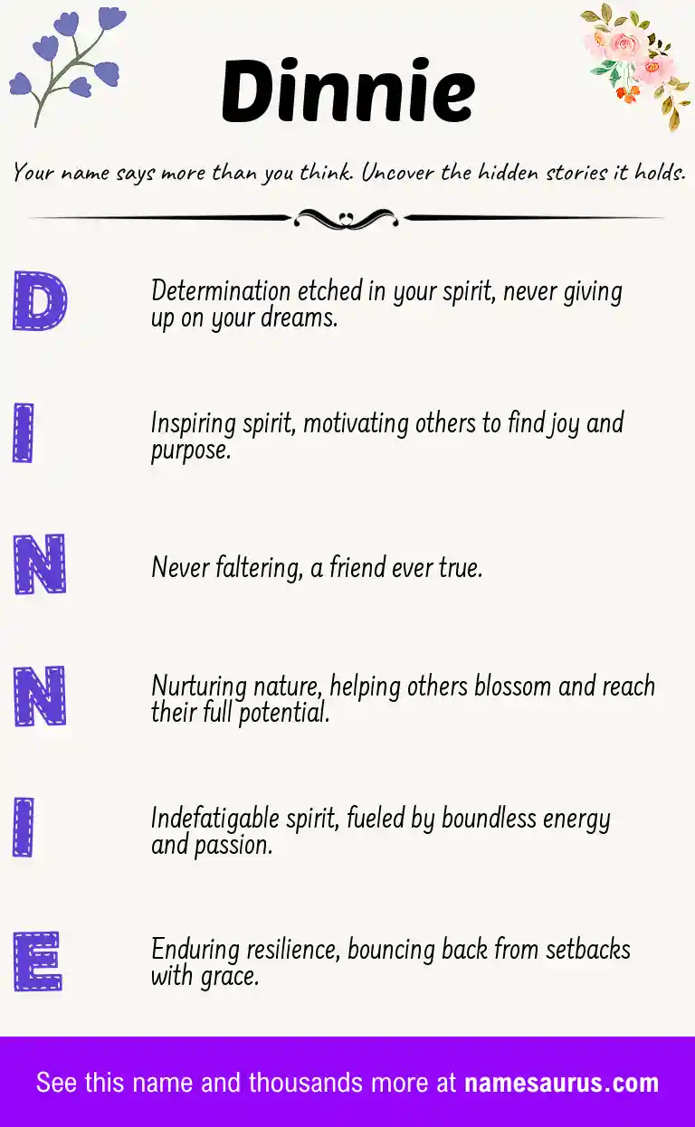 Acrostic poem about Dinnie.