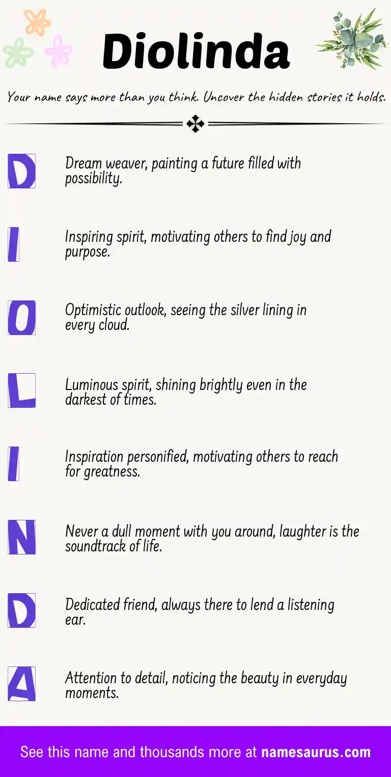 Acrostic poem about Diolinda.