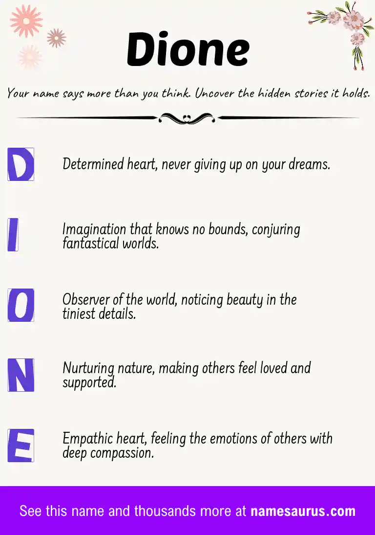 Acrostic poem about Dione.