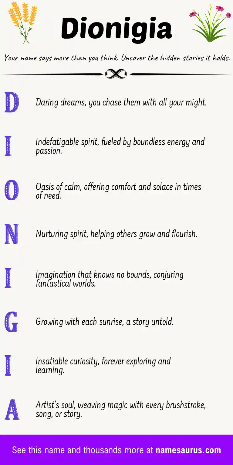 Acrostic poem about Dionigia.