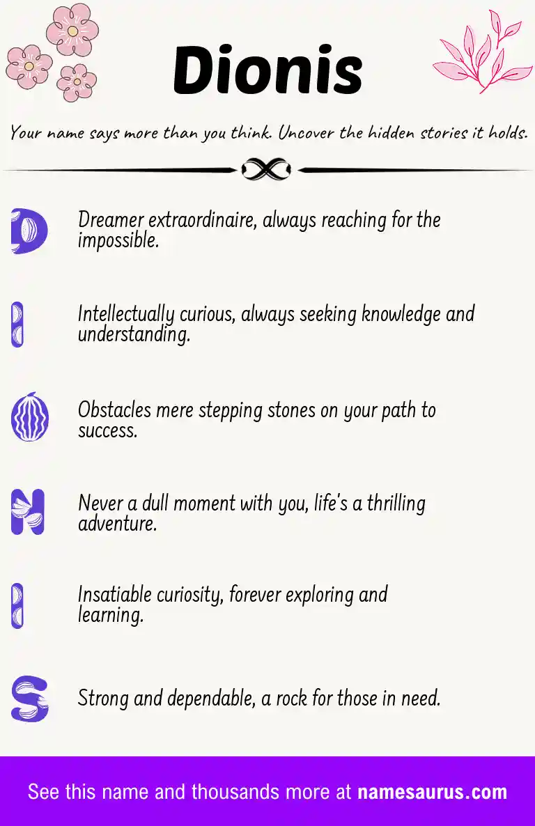 Acrostic poem about Dionis.
