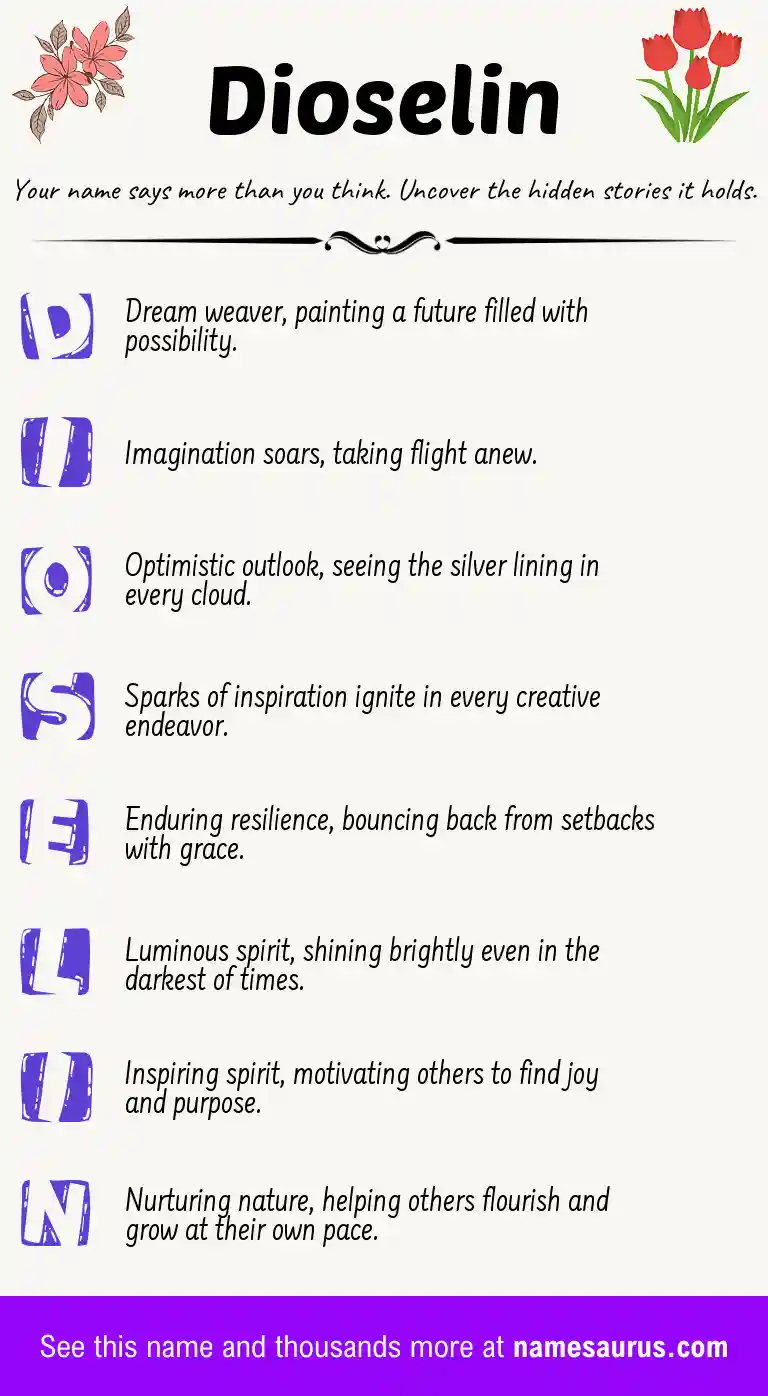 Acrostic poem about Dioselin.