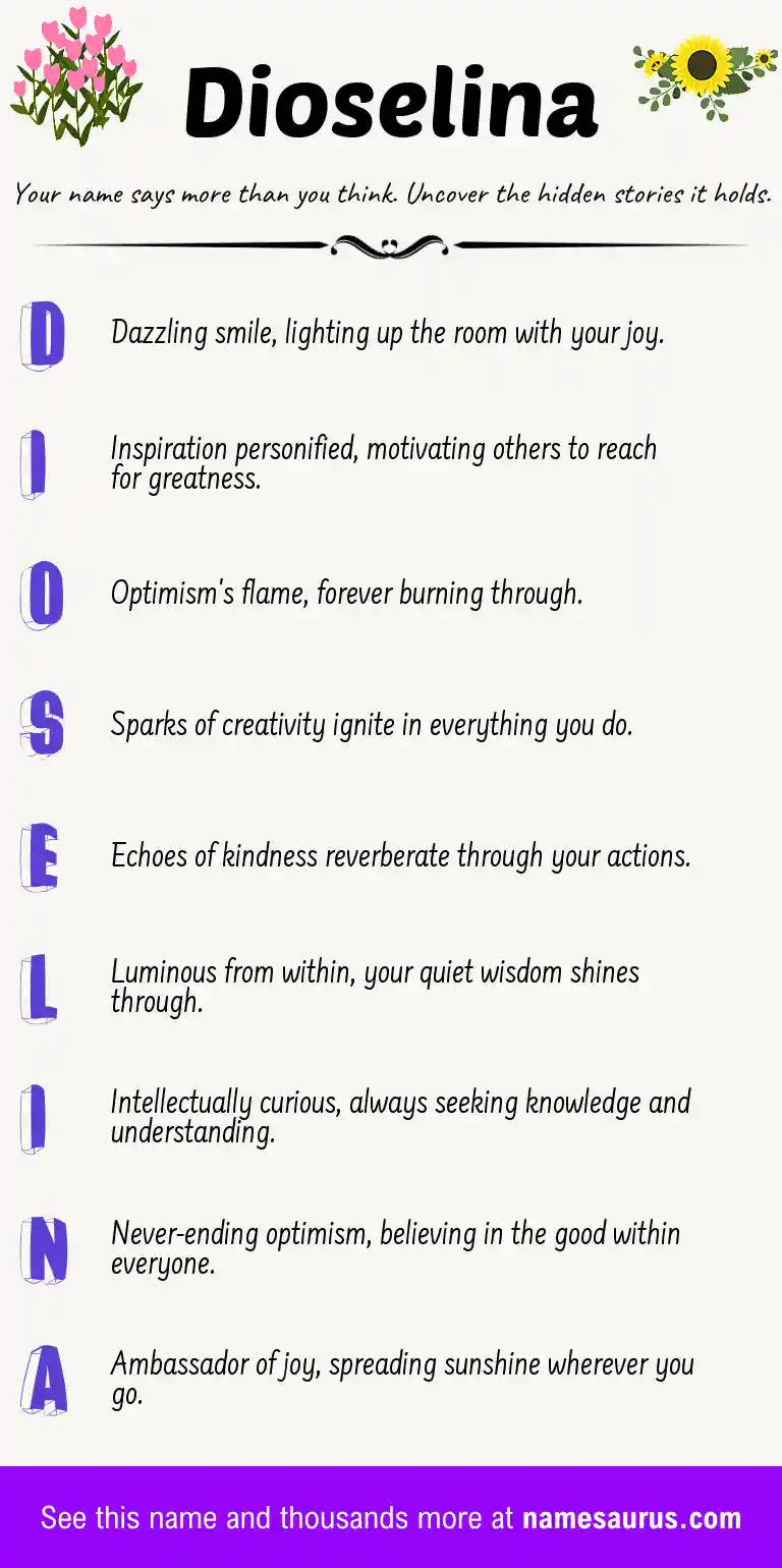 Acrostic poem about Dioselina.