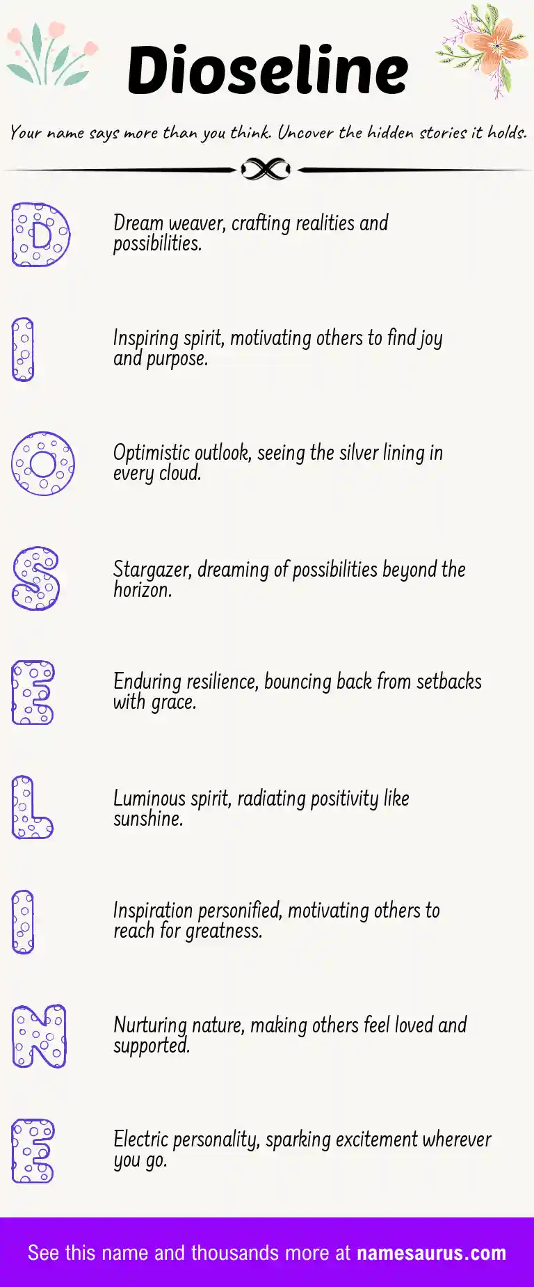 Acrostic poem about Dioseline.