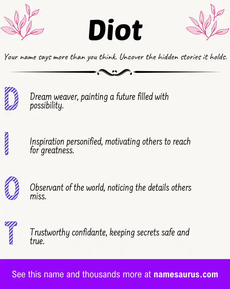 Acrostic poem about Diot.
