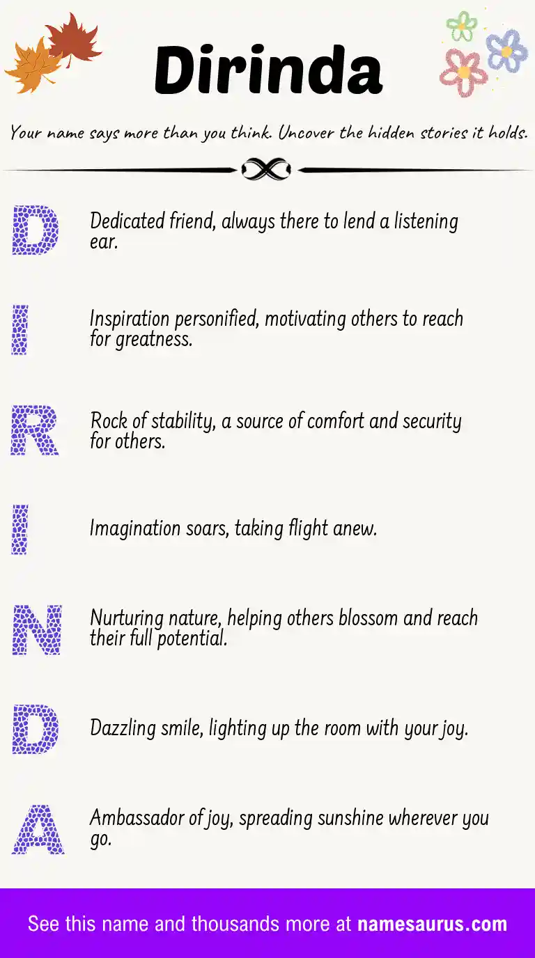 Acrostic poem about Dirinda.