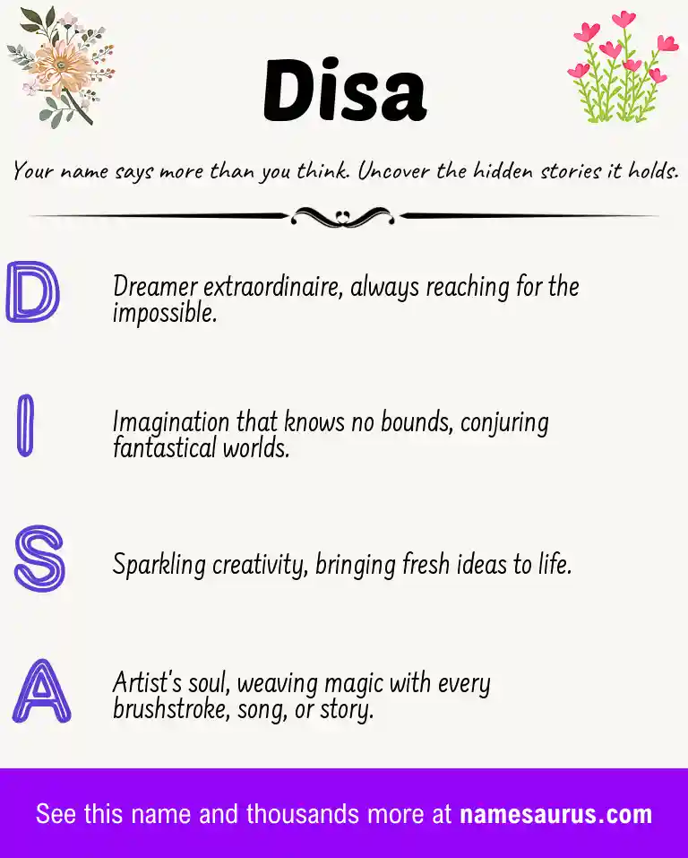 Acrostic poem about Disa.