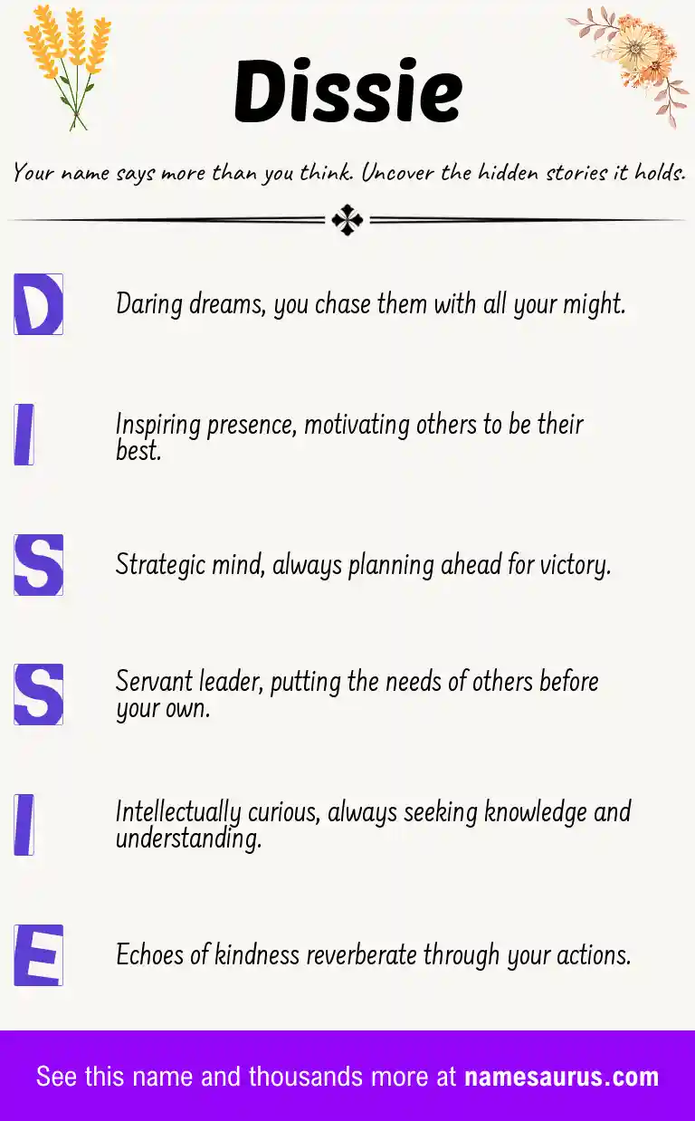 Acrostic poem about Dissie.