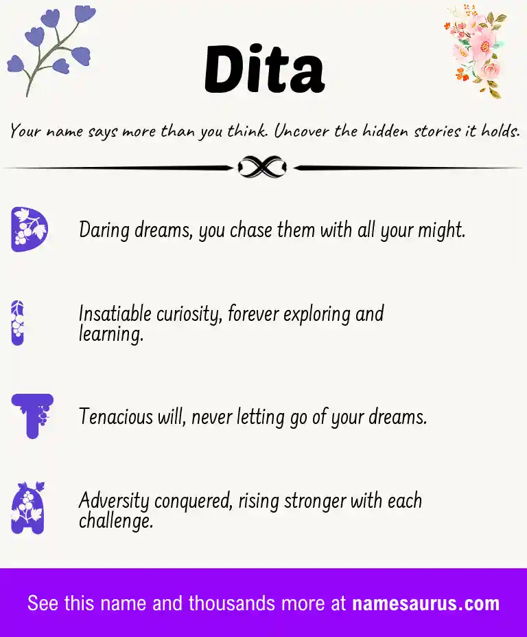 Acrostic poem about Dita.