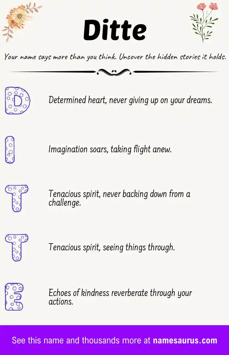 Acrostic poem about Ditte.
