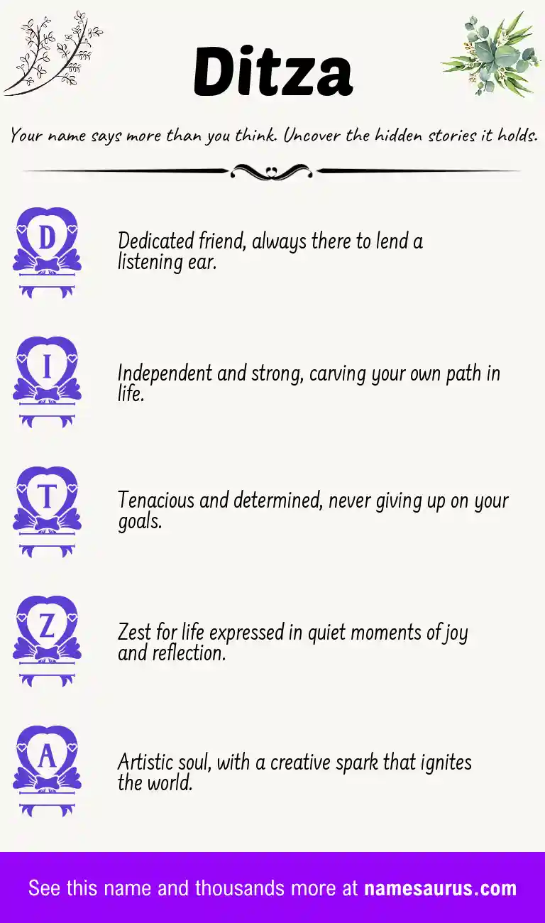 Acrostic poem about Ditza.