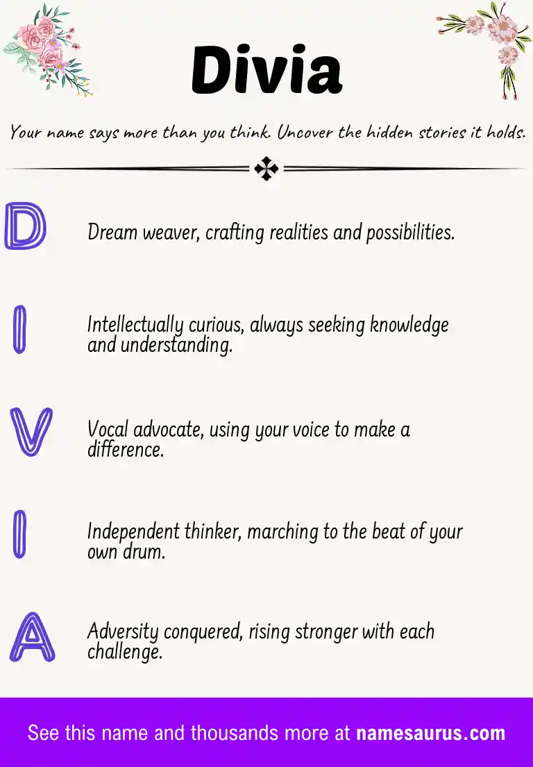 Acrostic poem about Divia.