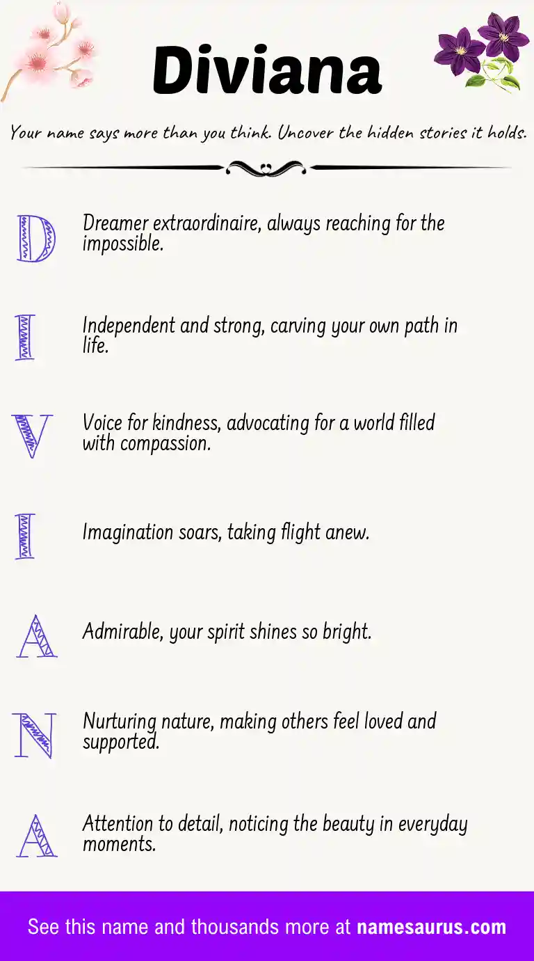 Acrostic poem about Diviana.