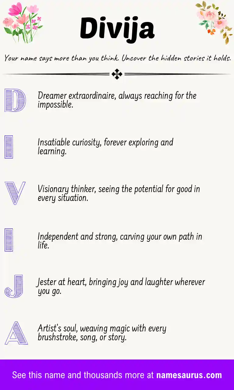 Acrostic poem about Divija.