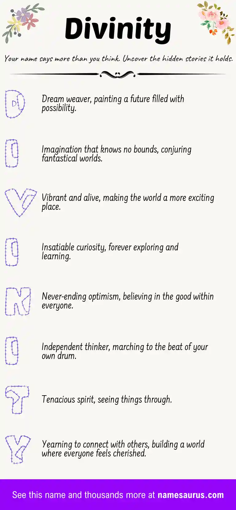Acrostic poem about Divinity.