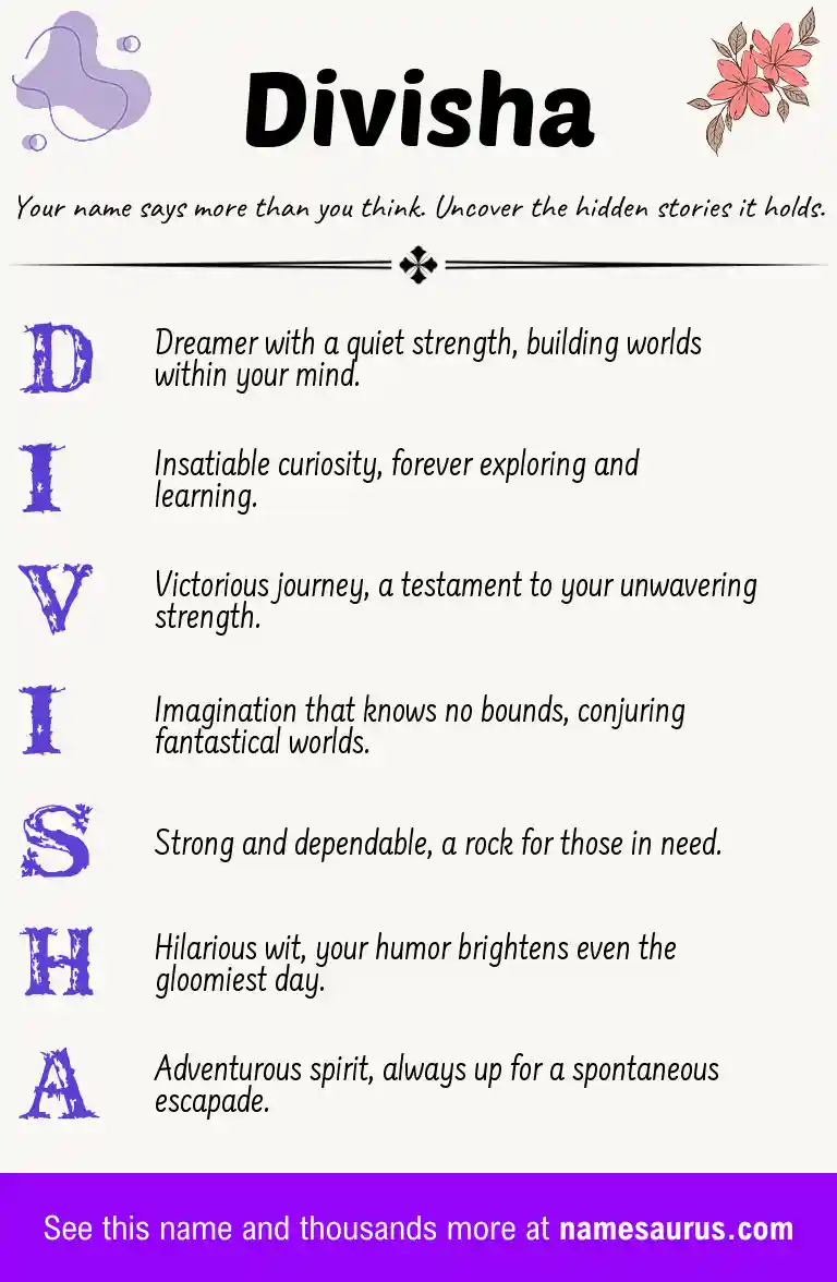 Acrostic poem about Divisha.