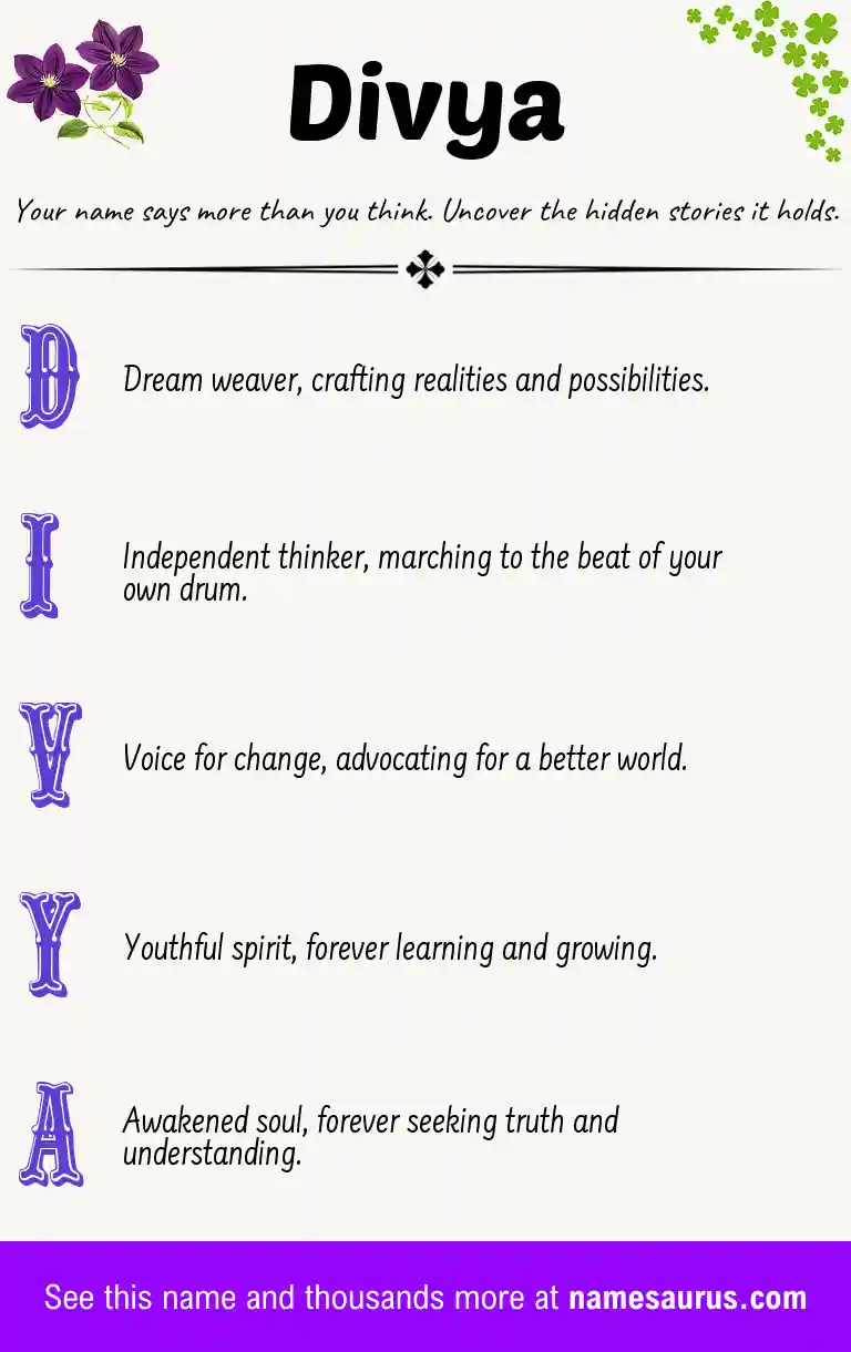 Acrostic poem about Divya.