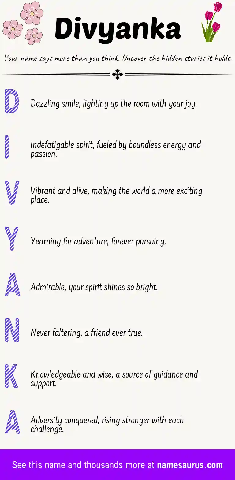 Acrostic poem about Divyanka.
