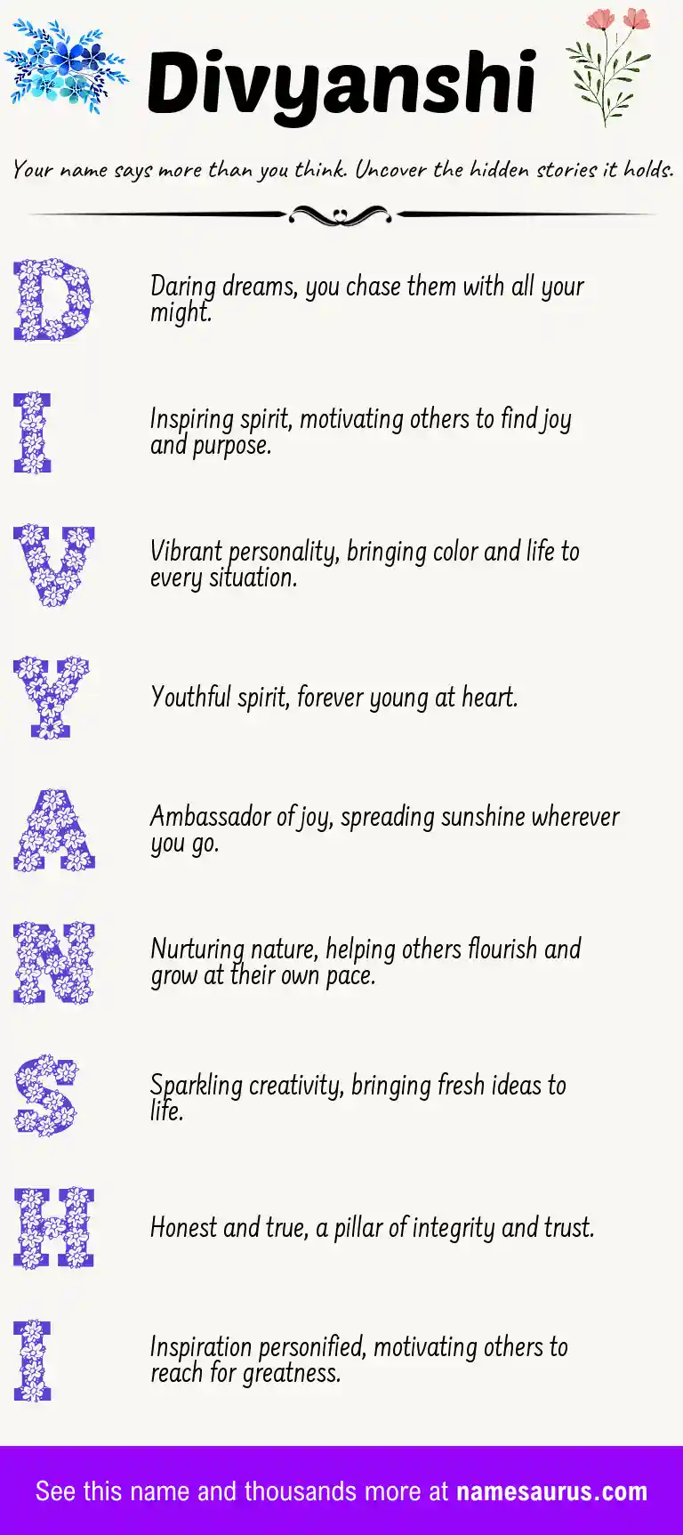 Acrostic poem about Divyanshi.