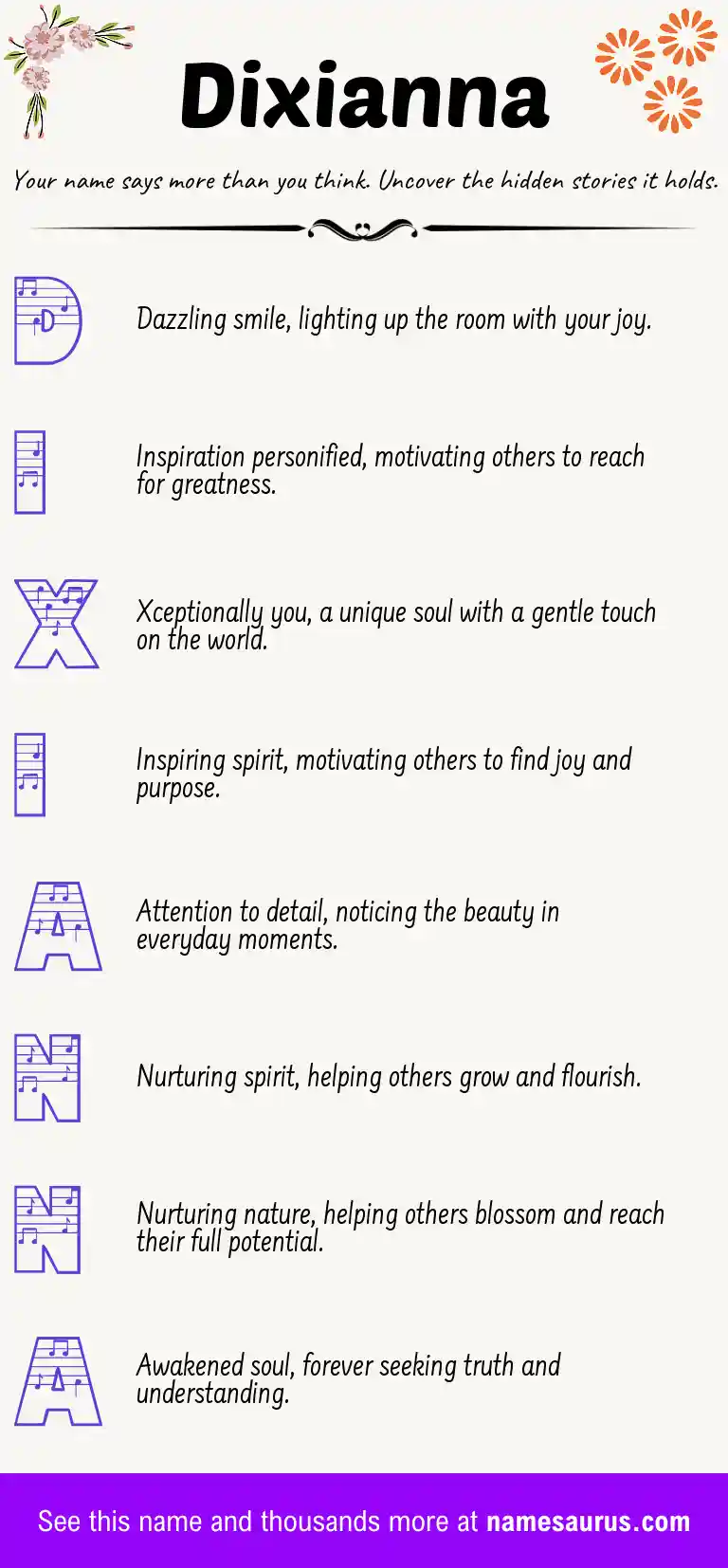 Acrostic poem about Dixianna.