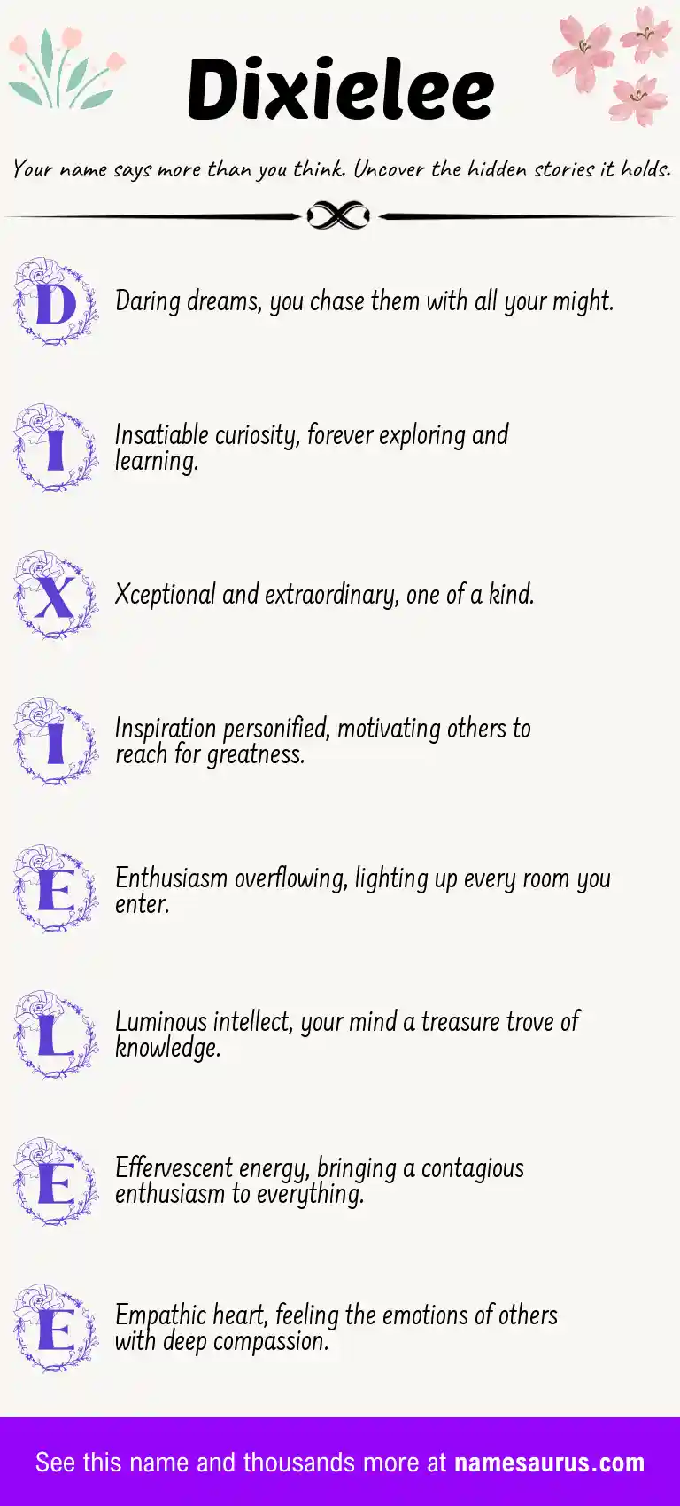 Acrostic poem about Dixielee.