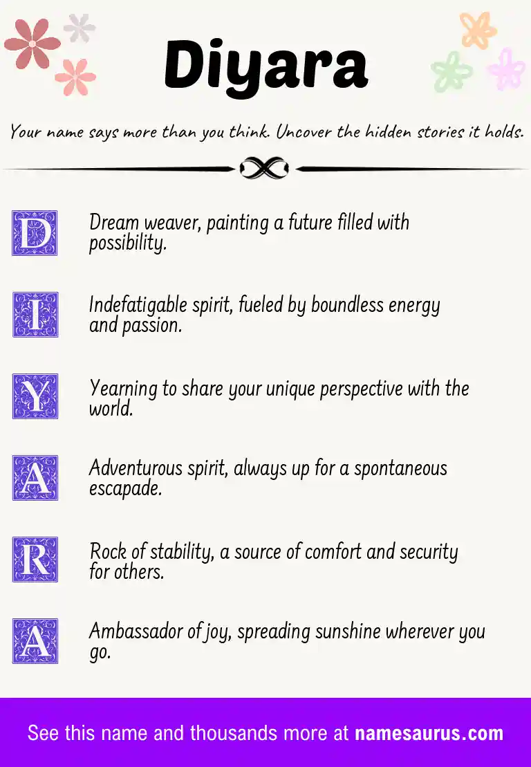 Acrostic poem about Diyara.