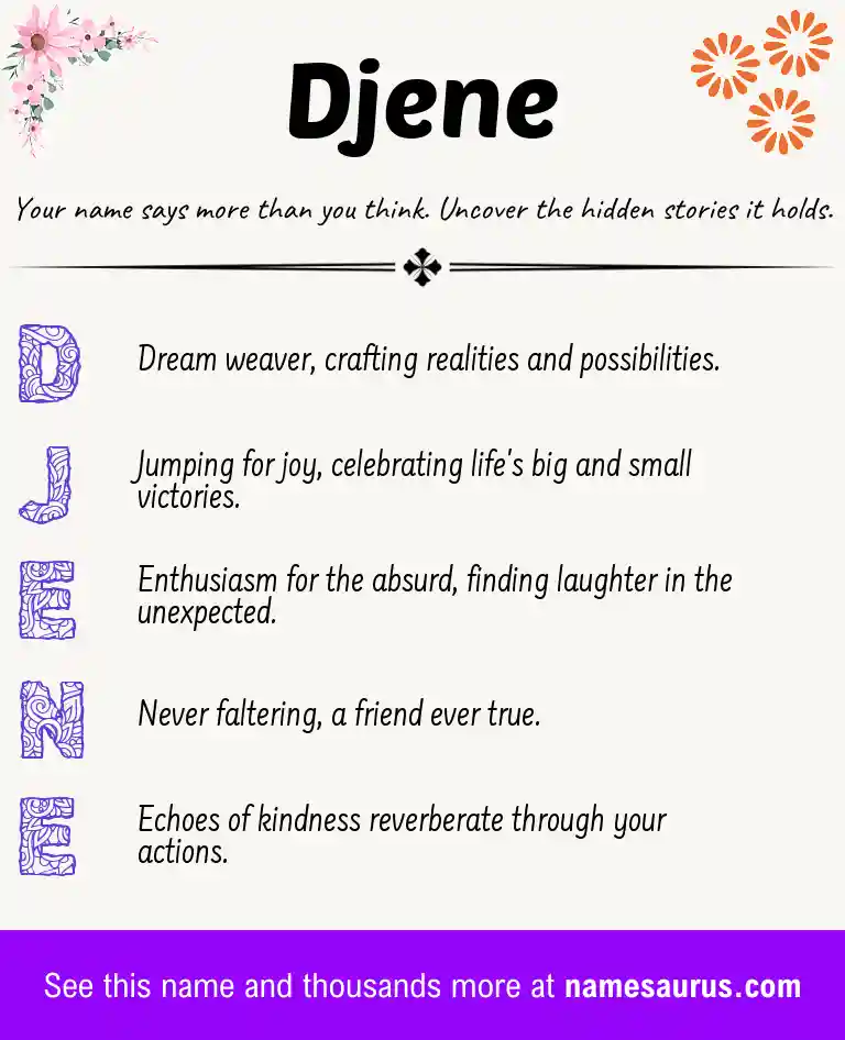 Acrostic poem about Djene.