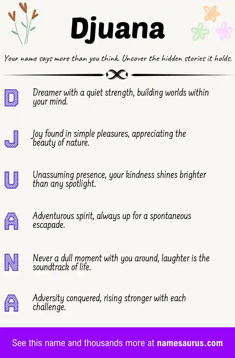 Acrostic poem about Djuana.