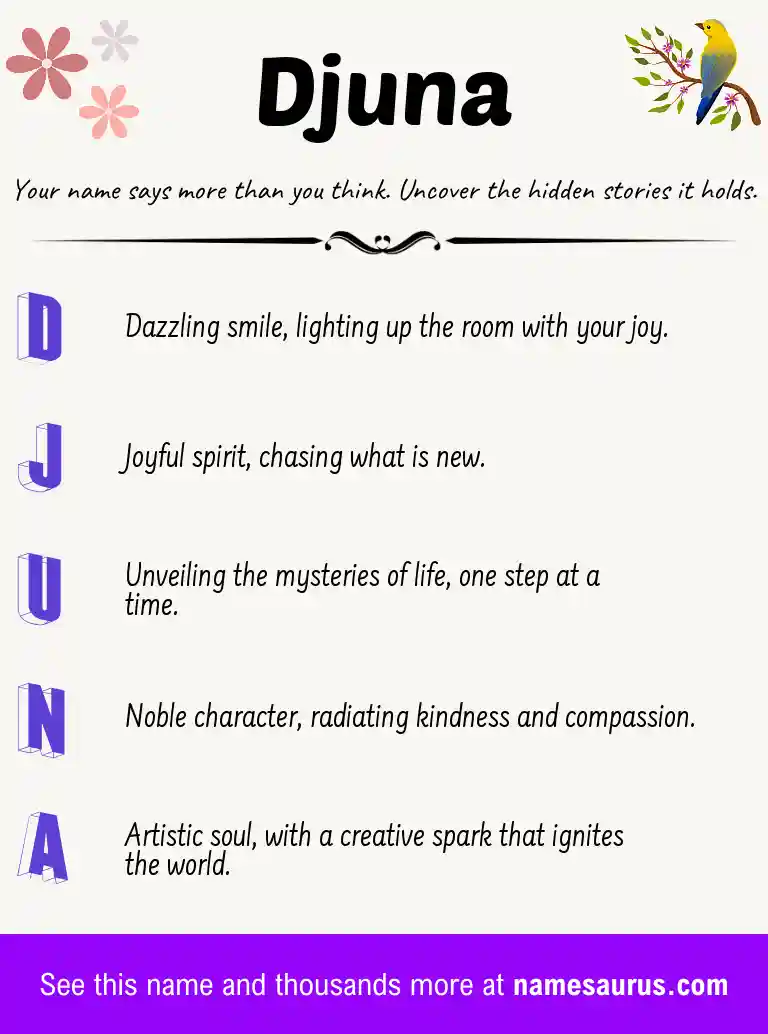 Acrostic poem about Djuna.