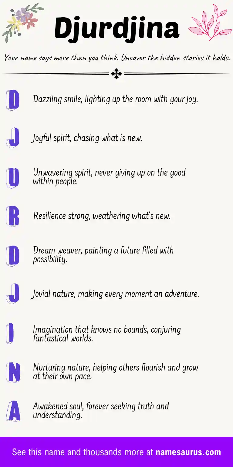Acrostic poem about Djurdjina.