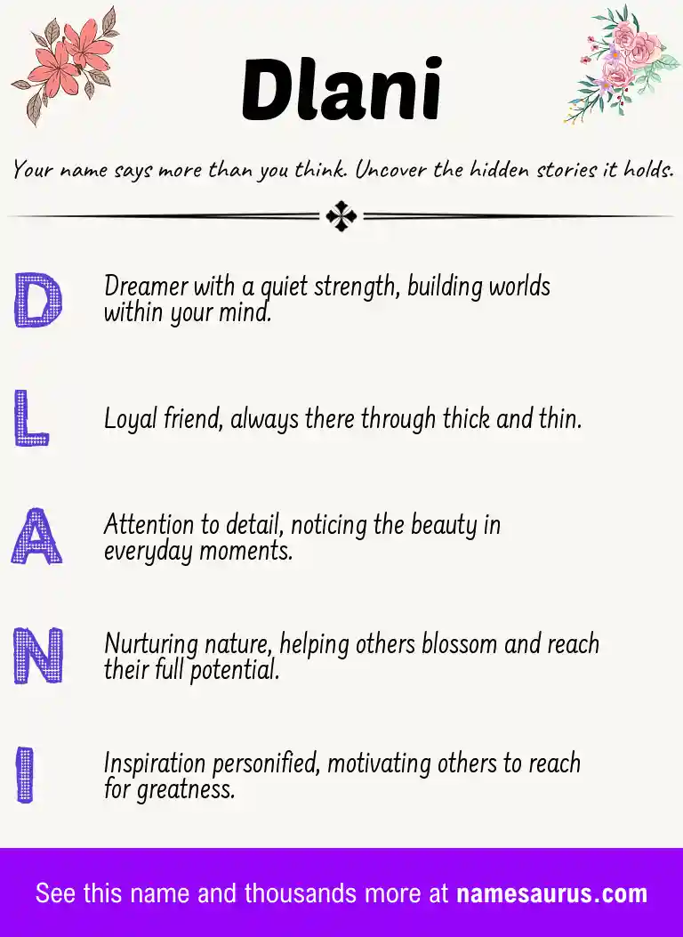 Acrostic poem about Dlani.