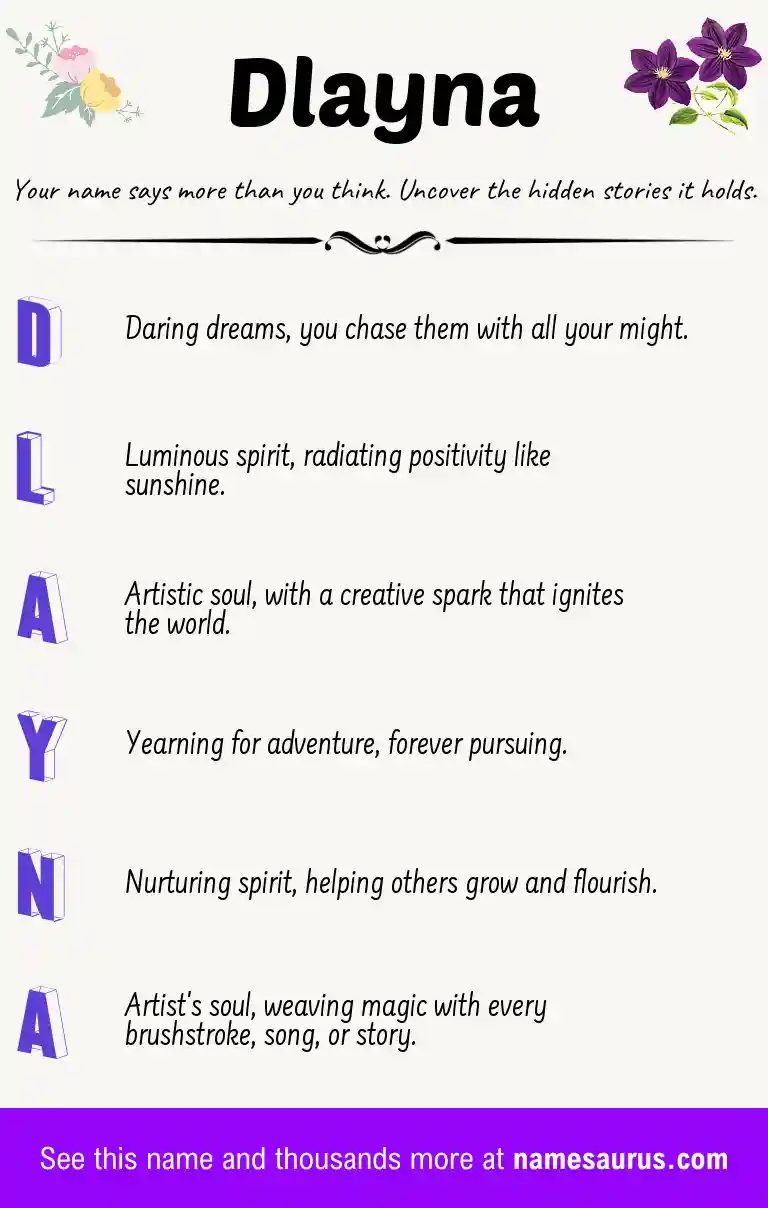 Acrostic poem about Dlayna.