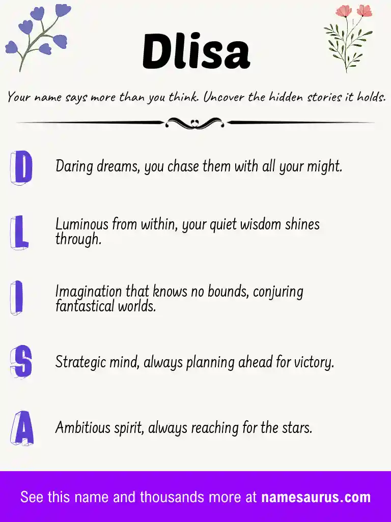 Acrostic poem about Dlisa.