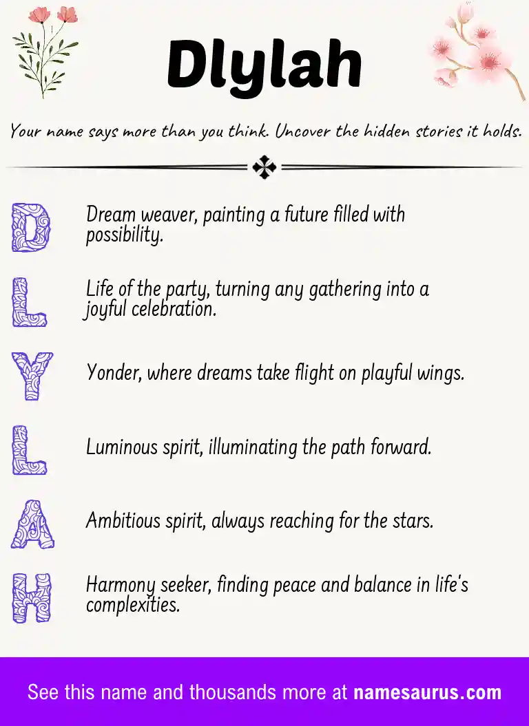 Acrostic poem about Dlylah.