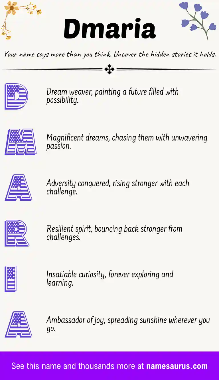 Acrostic poem about Dmaria.