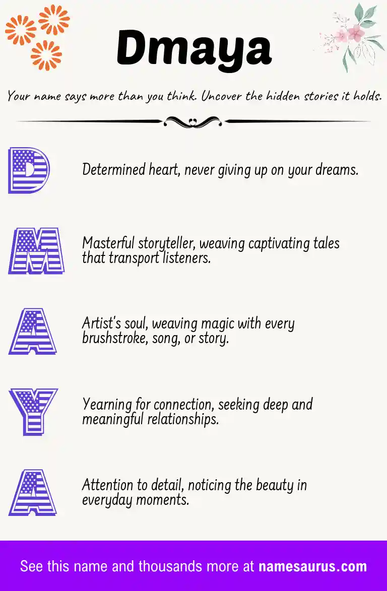 Acrostic poem about Dmaya.