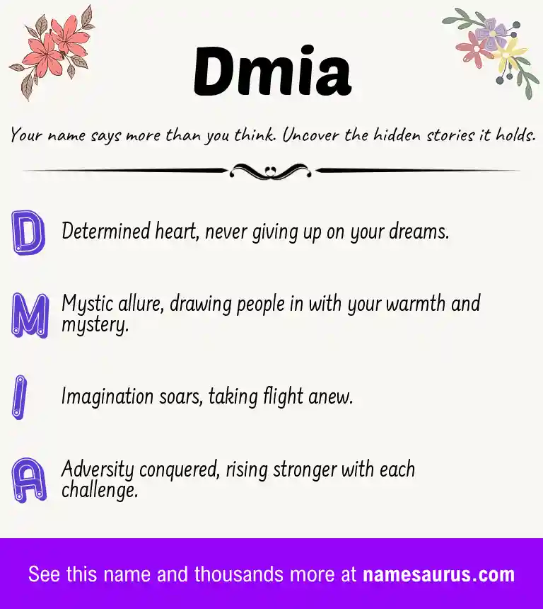 Acrostic poem about Dmia.