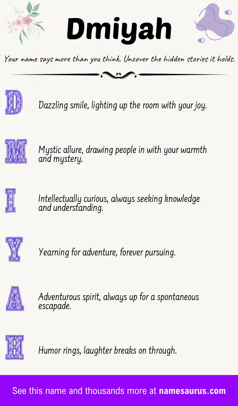 Acrostic poem about Dmiyah.