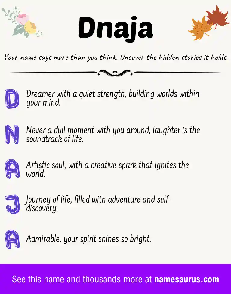 Acrostic poem about Dnaja.