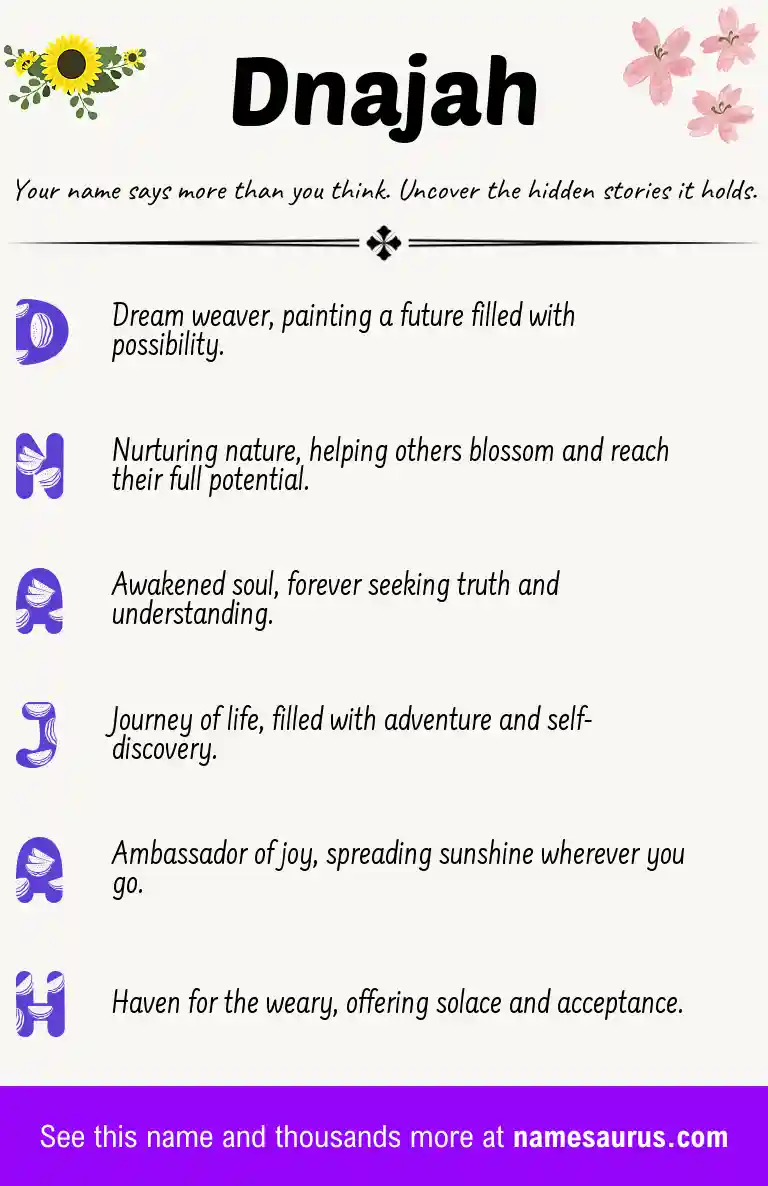 Acrostic poem about Dnajah.