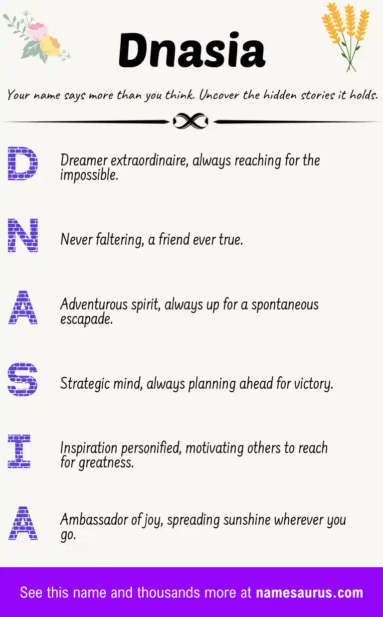 Acrostic poem about Dnasia.
