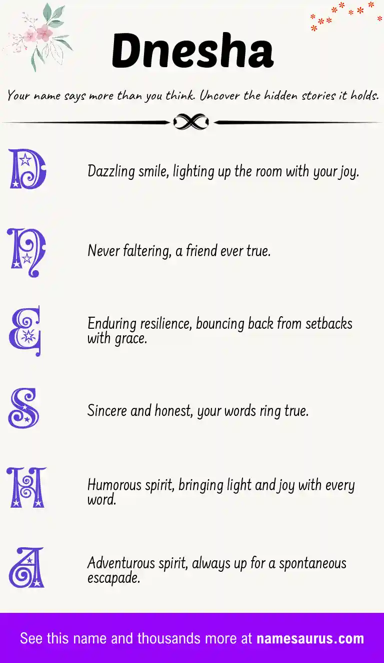Acrostic poem about Dnesha.