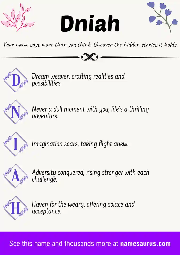 Acrostic poem about Dniah.