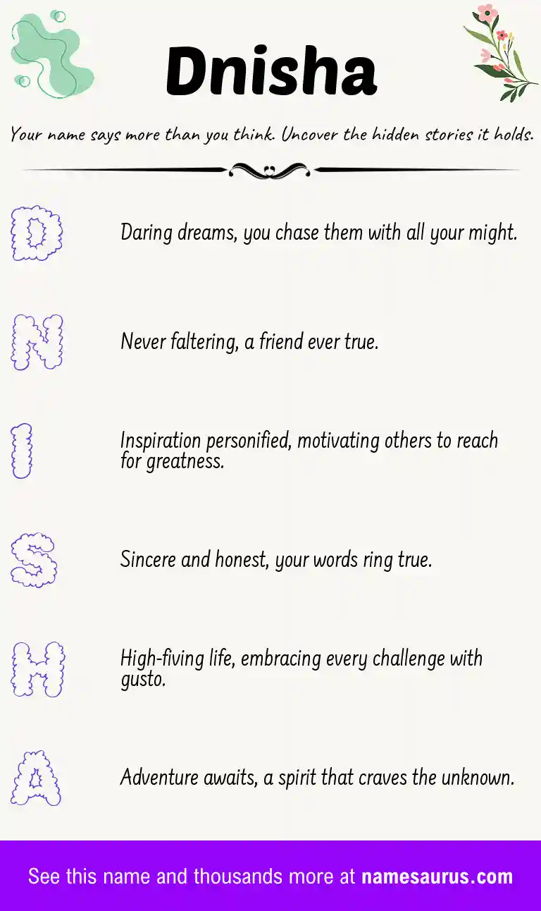 Acrostic poem about Dnisha.